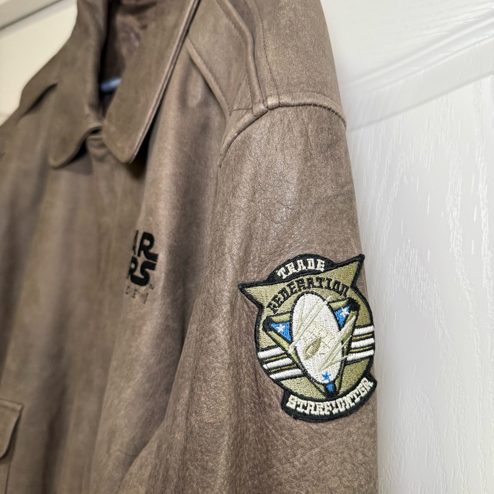 Star Wars Episode 1 Naboo Bravo Squadron Men's Leather Bomber Jacket XL - Picture 3 of 8